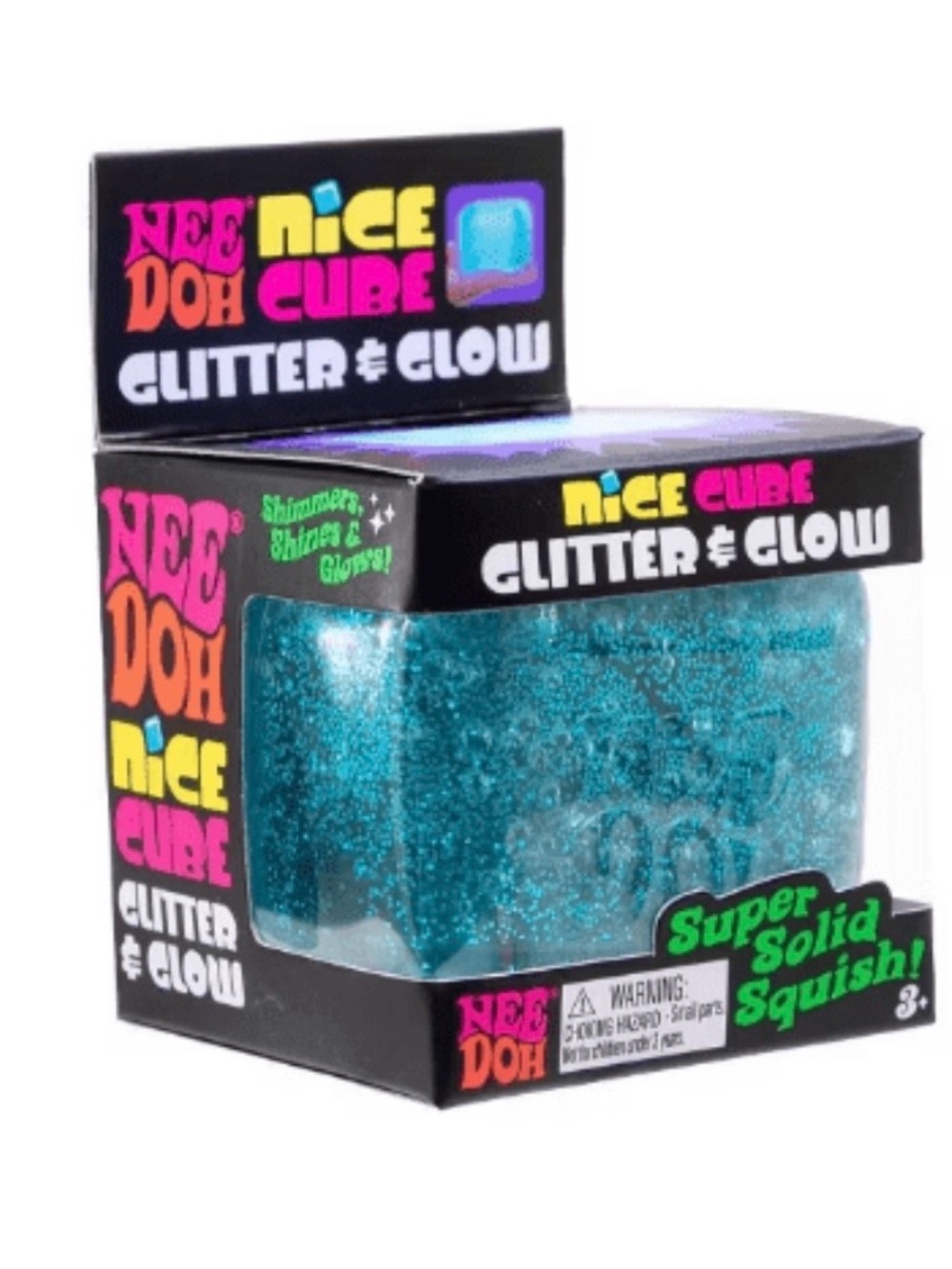 Nice Cube Glitter & Glow Super Solid Squishy - Blue Glitter